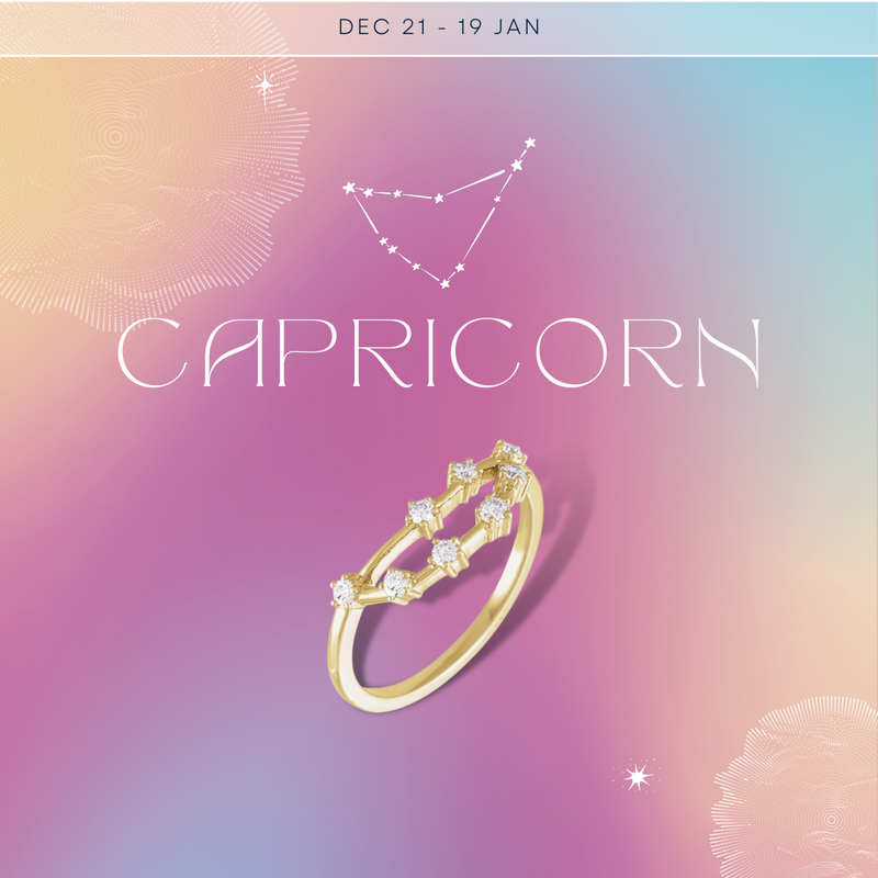Zodiac Ceramic + Diamond Capricorn Signet Ring
